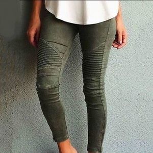 Olive Moto Jeans